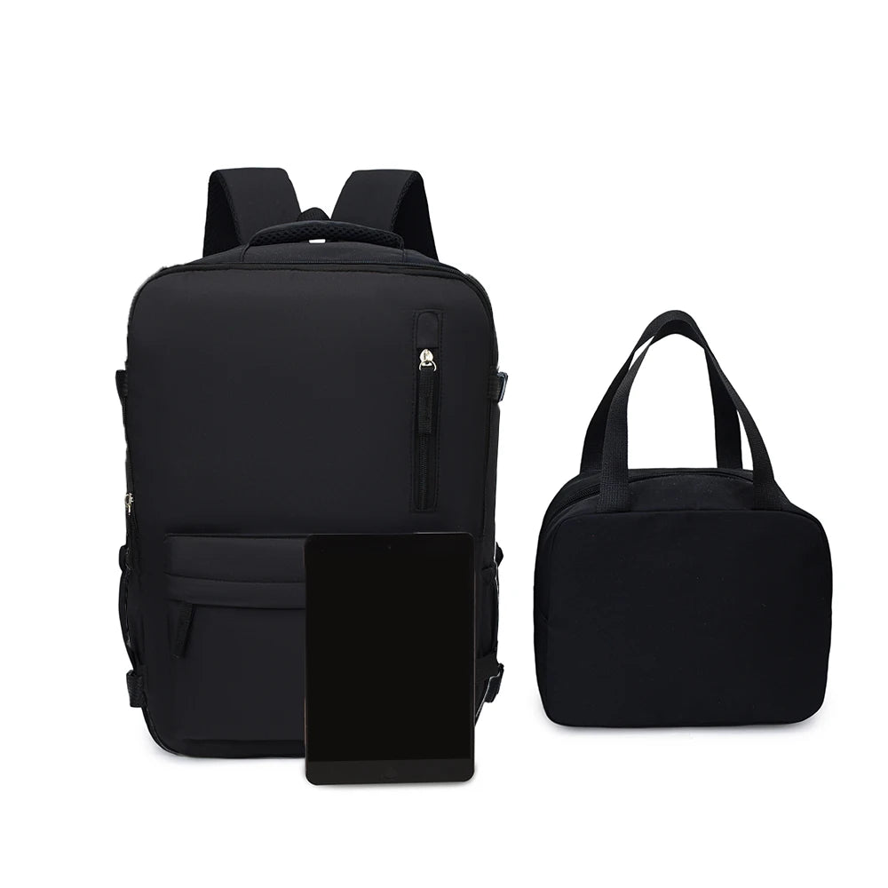 Juego de 2 piezas, 180 °     Mochila de Viaje con Apertura Completa y Bolsa de Aseo, Equipaje de Mano Ligero para Negocios, Escuela y Desplazamientos Diarios