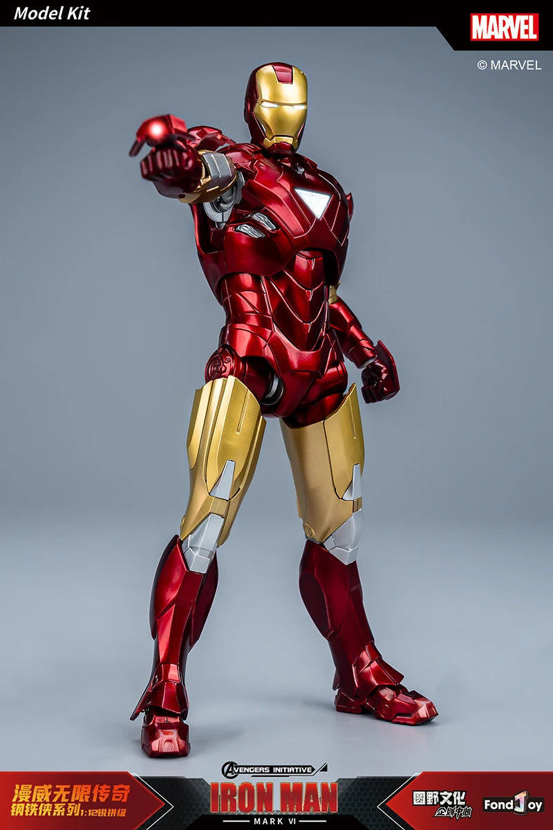 Figura de Anime de Iron Man MK5 de Marvel, Kit de Modelo a Escala 1/12, Serie Infinity Saga, Ironman Mark 5, Ensamblaje ABS, Articulaciones Móviles, Regalos y Juguetes