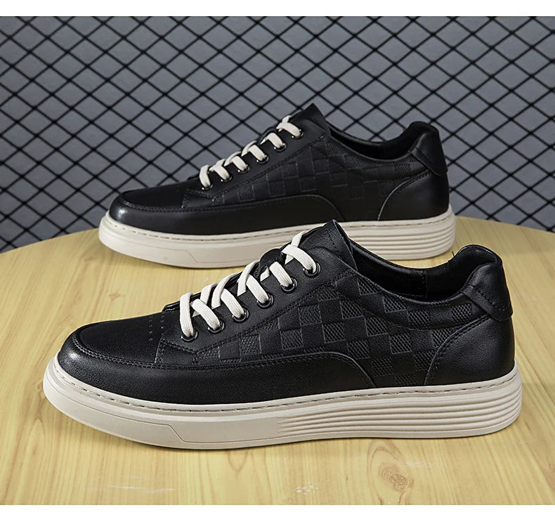 Zapatos Casuales de Cuero Genuino para Hombre - Suela Gruesa