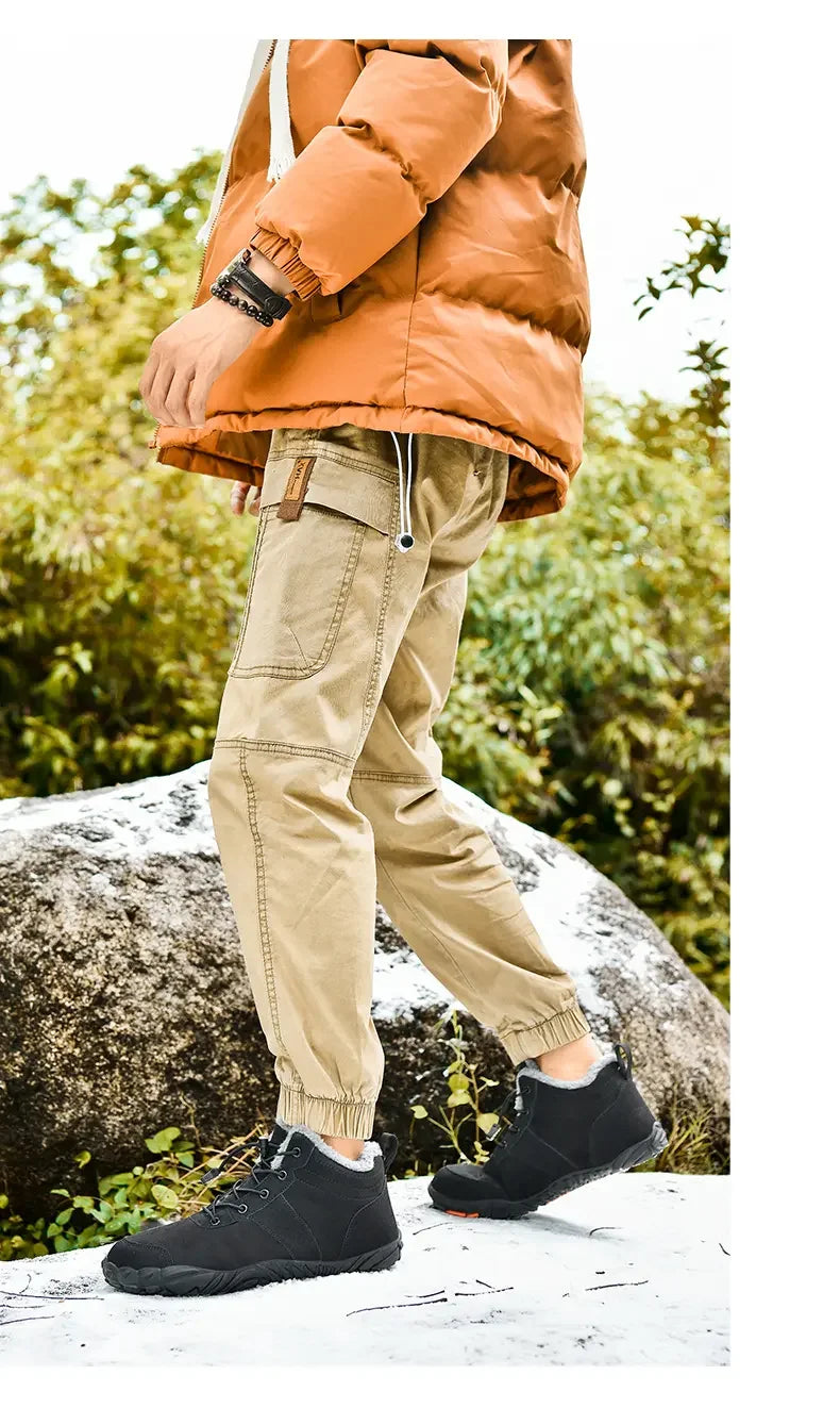 Botas de senderismo forradas de felpa para hombre, antideslizantes de invierno
