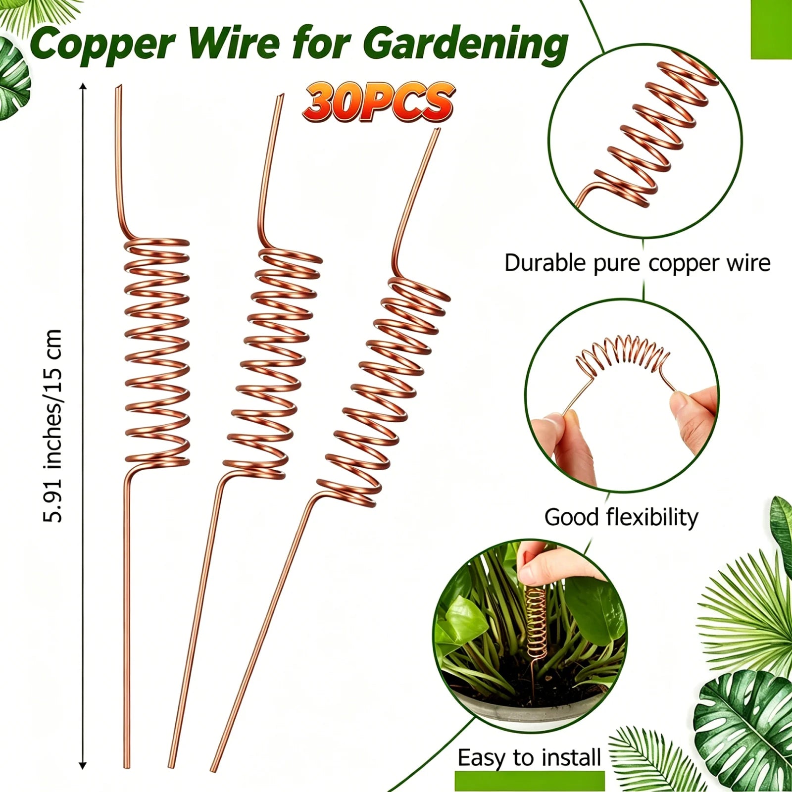 Anillos de Cobre Electrochapado para Soporte de Plantas
