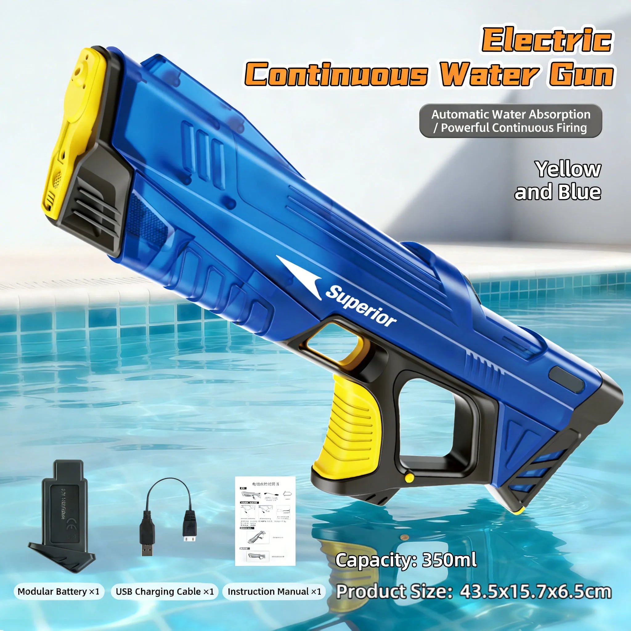 Pistolas de Agua Eléctricas Nuevas para Niños, Venta al por Mayor, Absorción Automática de Agua, Pantalla de Batería, Gran Capacidad, Juguete de Agua para Niños