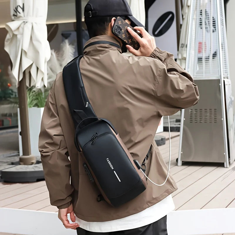 Bolso antirrobo con bloqueo de contraseña para hombre, bolso de pecho para hombre, Mochila pequeña deportiva informal, bolso de hombro tipo bandolera, bolso para motocicleta