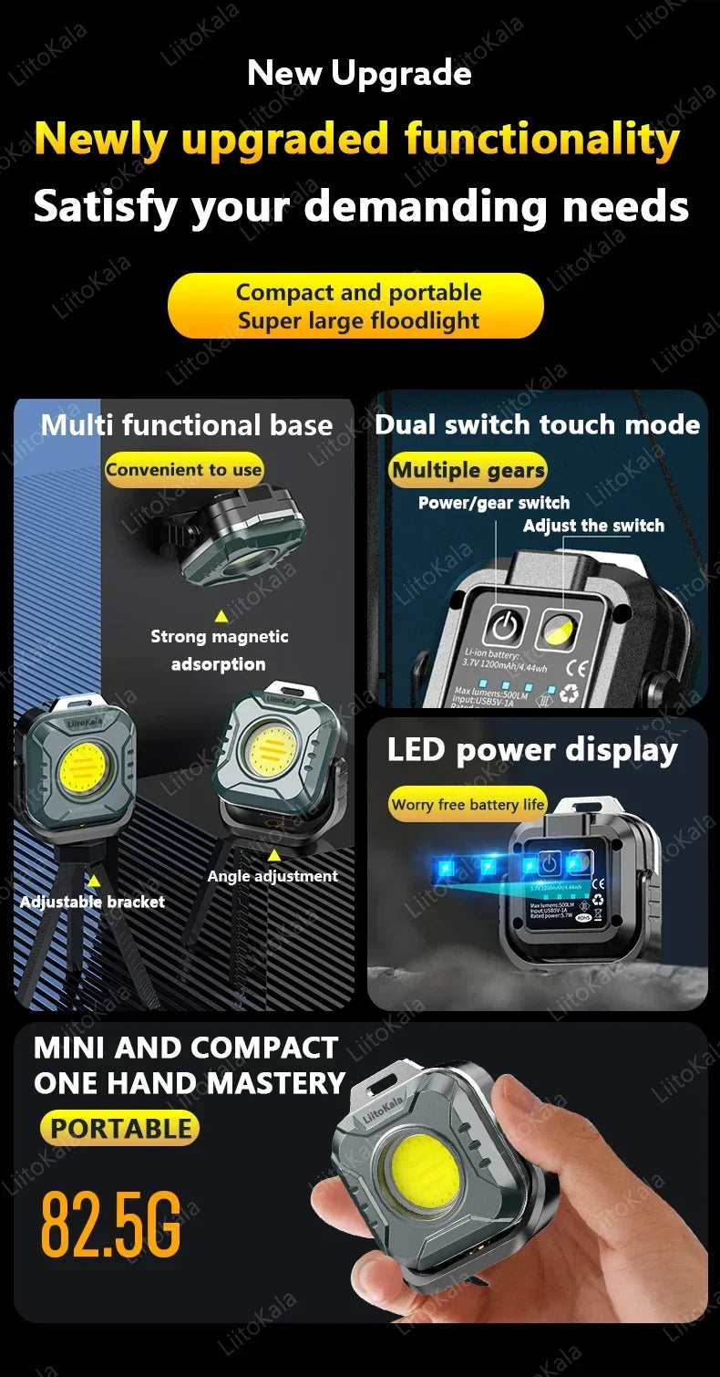 Linterna de Trabajo LED COB 500LM LiitoKala Recargable Tipo C