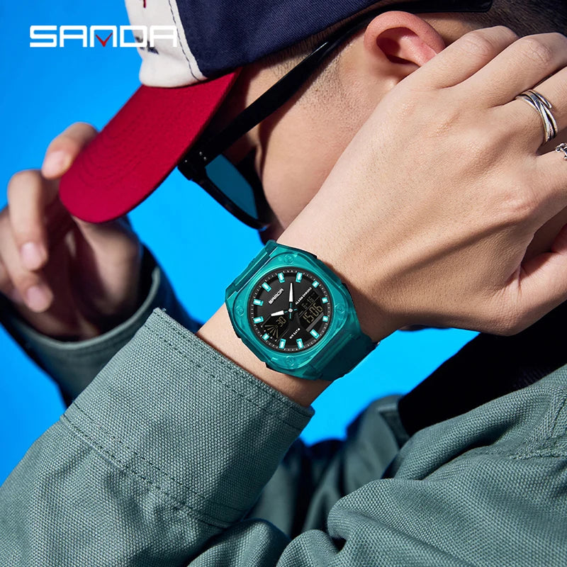 Reloj Digital Deportivo SANDA 6268 para Hombre Impermeable Multifunción