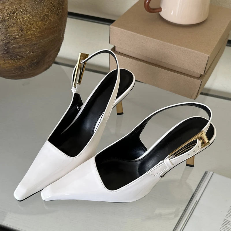 Zapatos de Tacón Alto y Fino para Mujer con Hebilla y Punta Estrecha