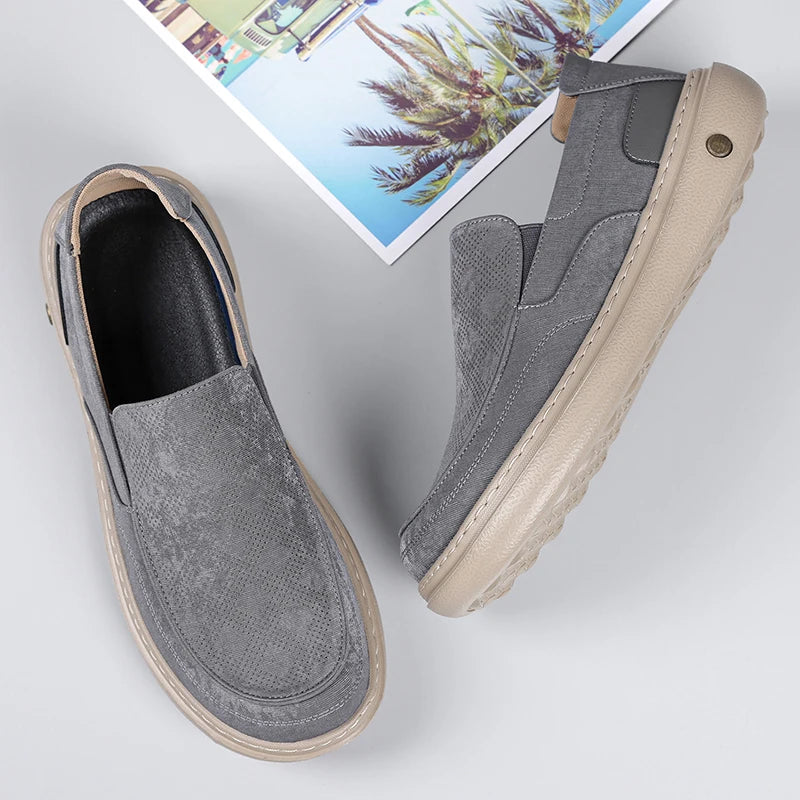 Mocasines de cuero suave para hombre sin cordones, antideslizantes