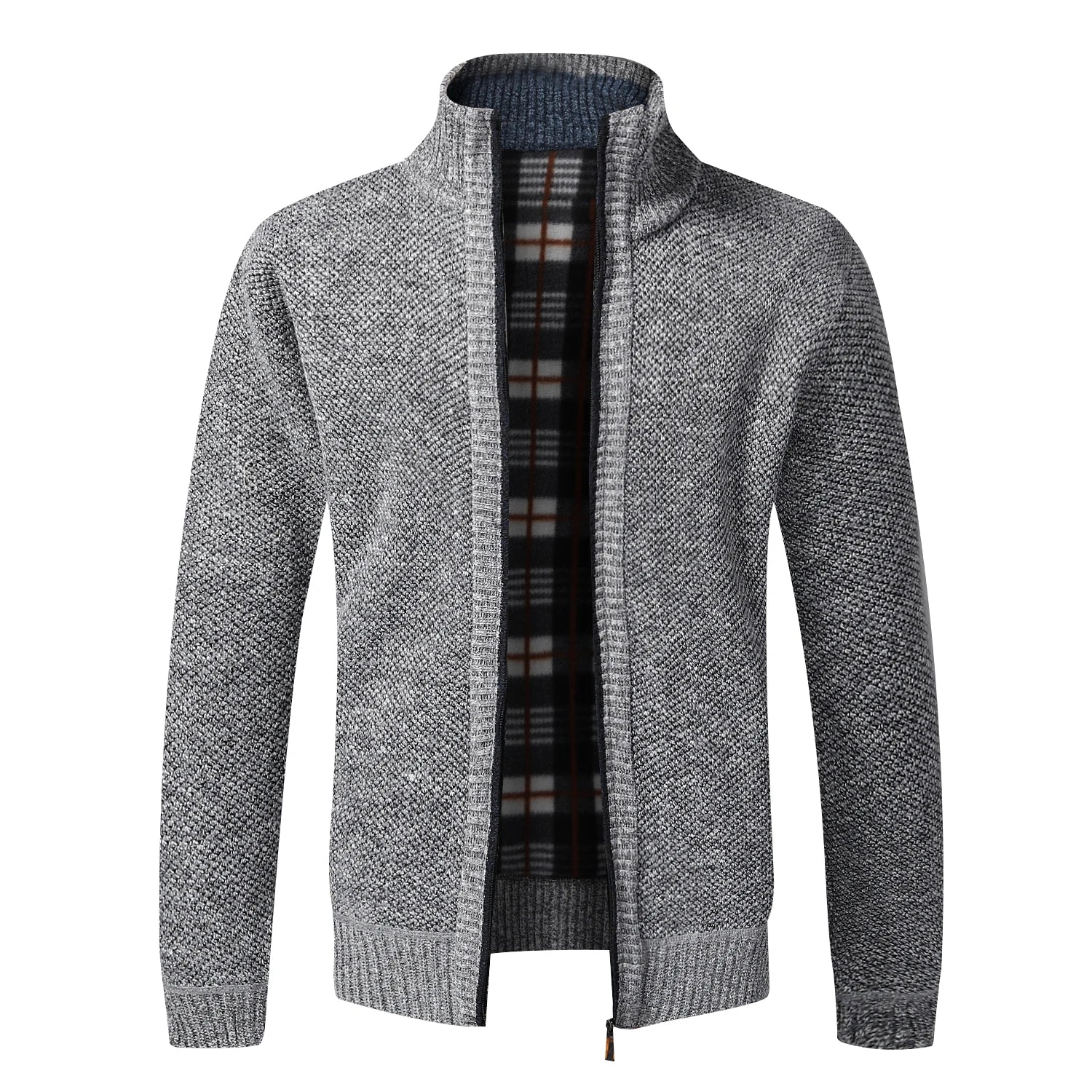Otoño Invierno cálido cárdigan hombres suéteres de lana chaquetas con cremallera completa Slim Fit marca de lujo suéter tejido abrigo Jersey americano