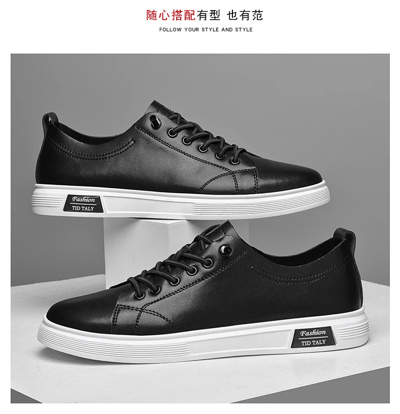 Zapatos casuales, zapatos deportivos de piel de vaca, zapatos planos, zapatos casuales clásicos para hombres, nuevos estilos de primavera y otoño, zapatos casuales de moda