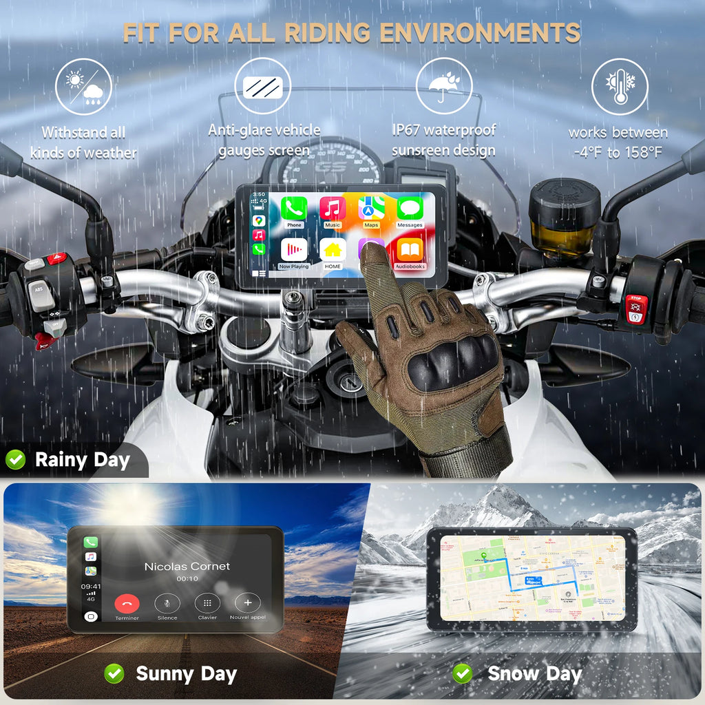 Pantalla táctil inalámbrica del navegador GPS del coche de Apple Carplay/Android de la motocicleta portátil de 6,25 pulgadas