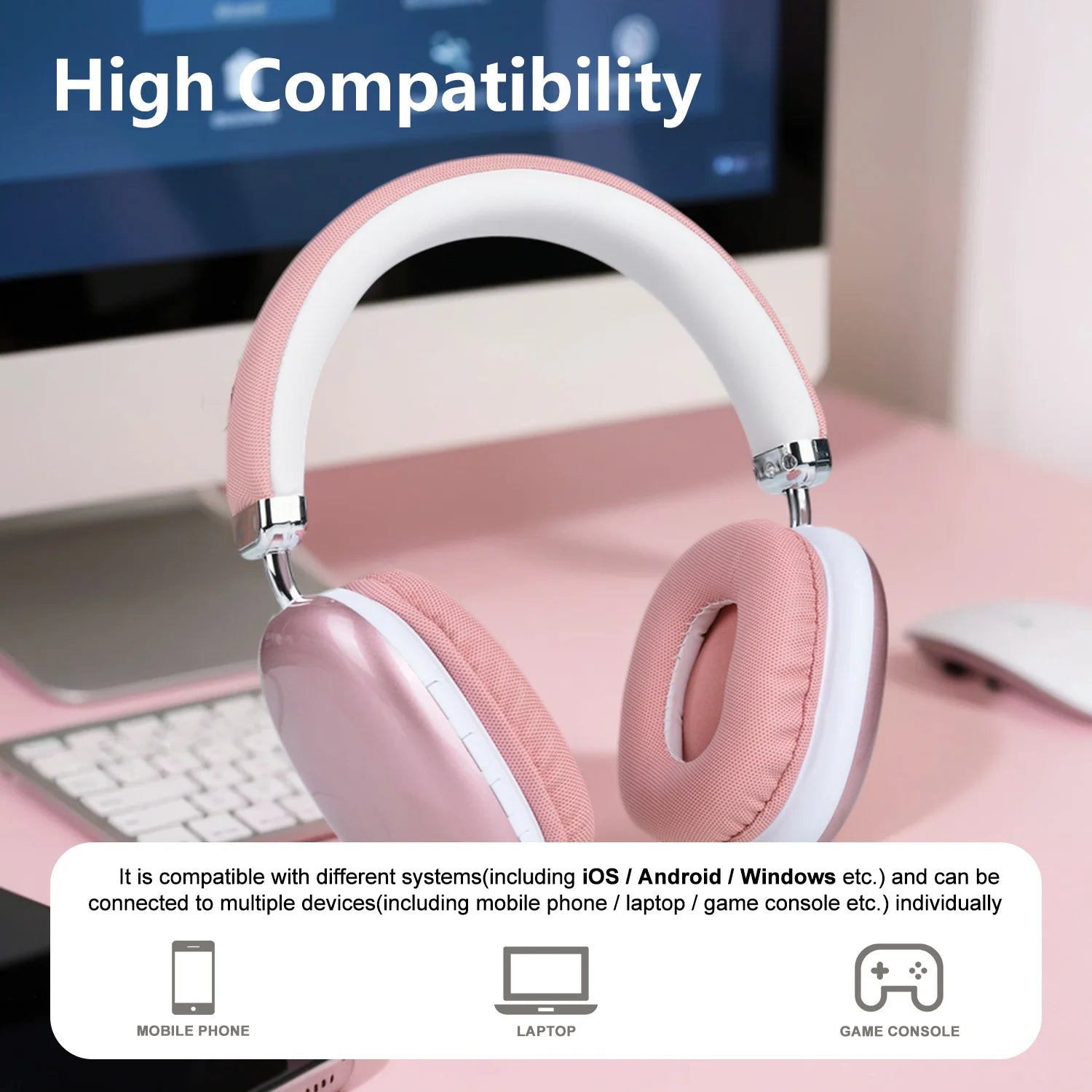 B40 Rosa Auriculares Over-Ear Bluetooth 5.3 HiFi