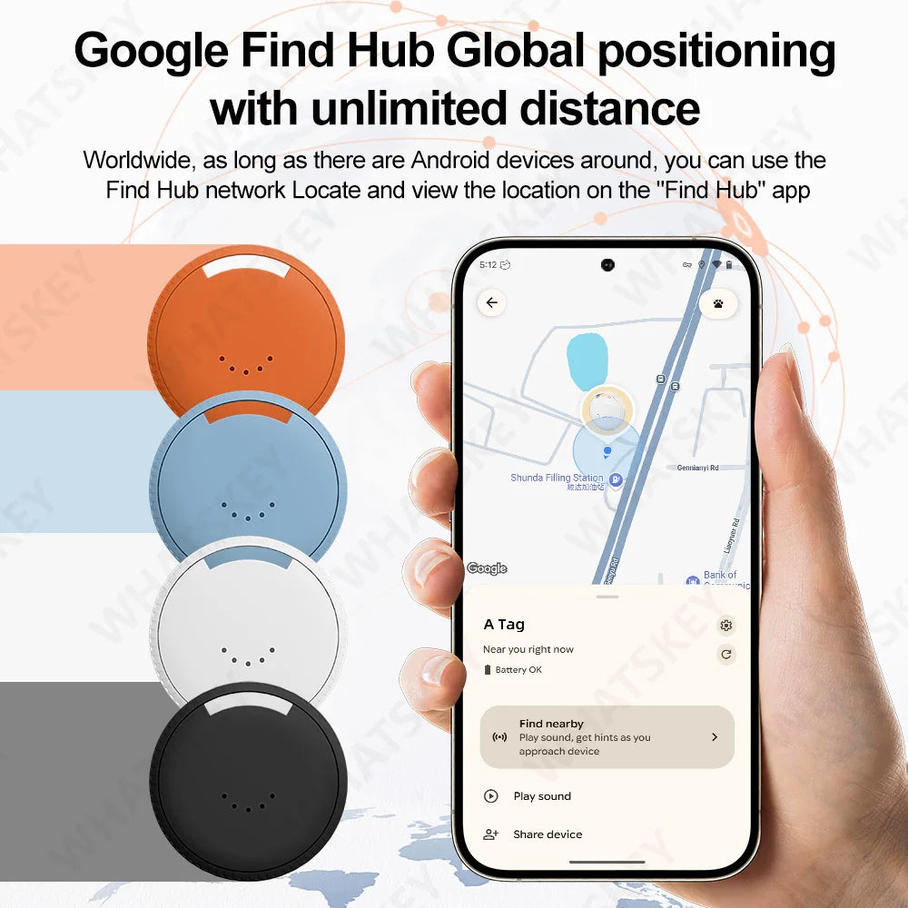 Etiqueta de seguimiento inteligente Android para Google's Find Hub, localizador antipérdida para coches Xiaomi, sonido de posicionamiento, etiquetas de bolsa de bicicleta de búsqueda rápida