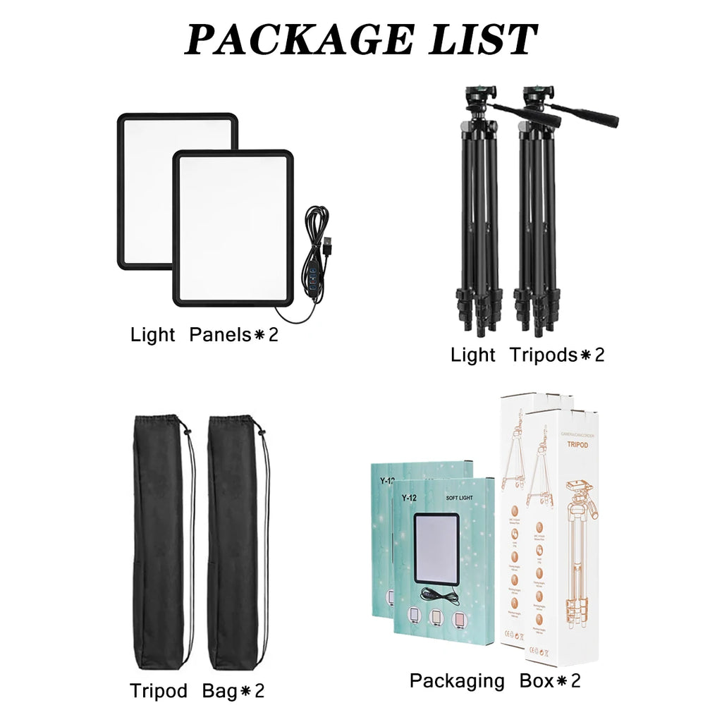 XRDKJ Paquete de 2 luces LED para videojuegos, luz de estudio, kit de iluminación de fotografía regulable 2800-6500K con trípode extensible de 57 pulgadas