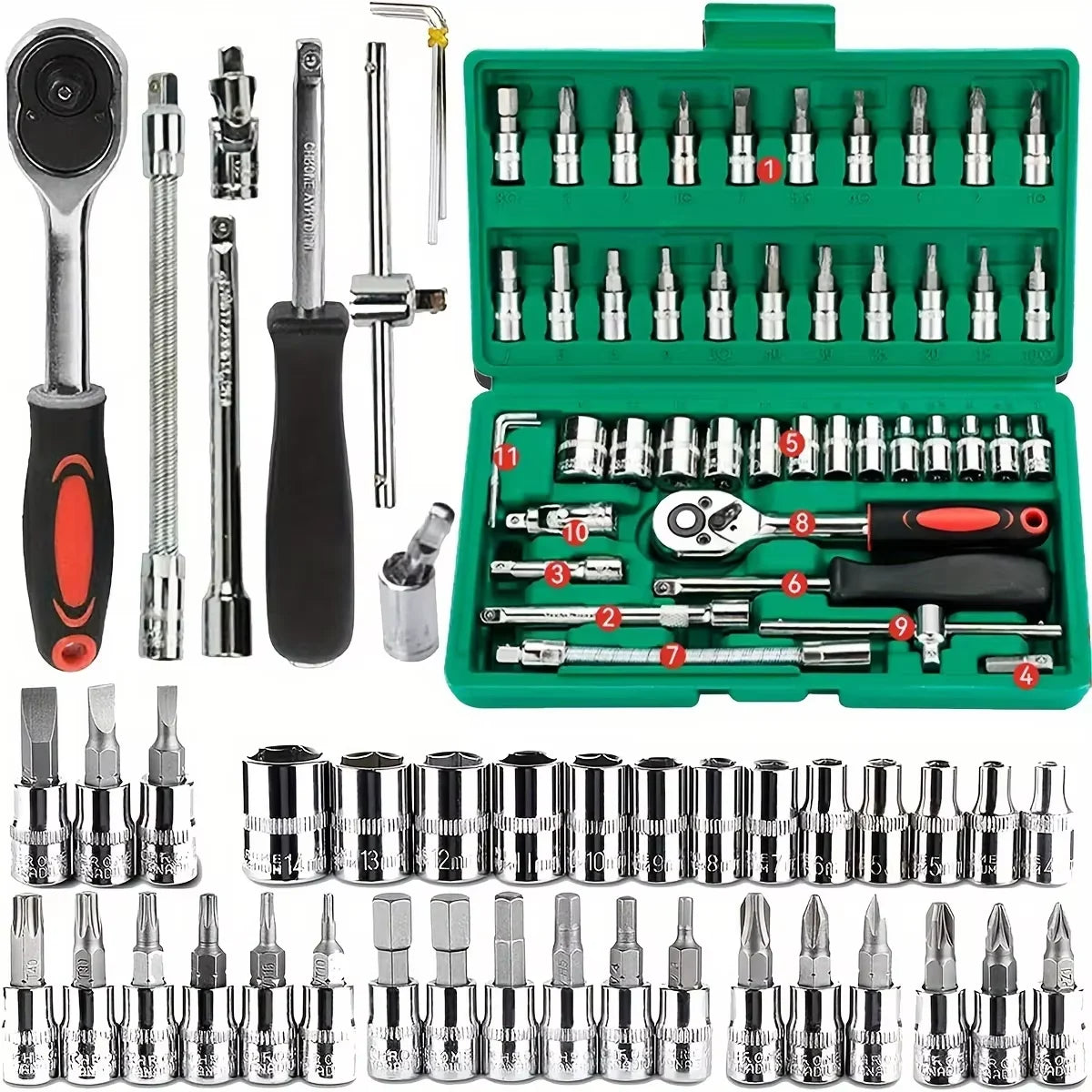 Kit Herramientas Reparación Auto 46 Piezas Trinquete