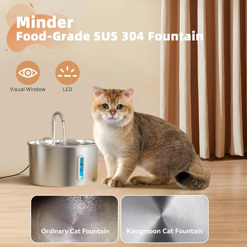 Fuente de Agua para Mascotas Acero Inoxidable 2.2L