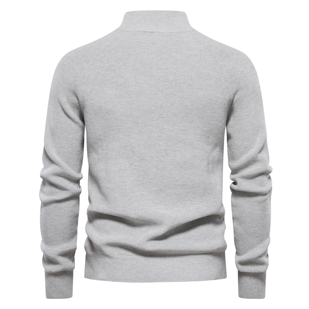 Cárdigans de algodón con cremallera para hombre, suéteres sociales informales a la moda, suéter de punto cálido de cuello alto para invierno, novedad de 2023