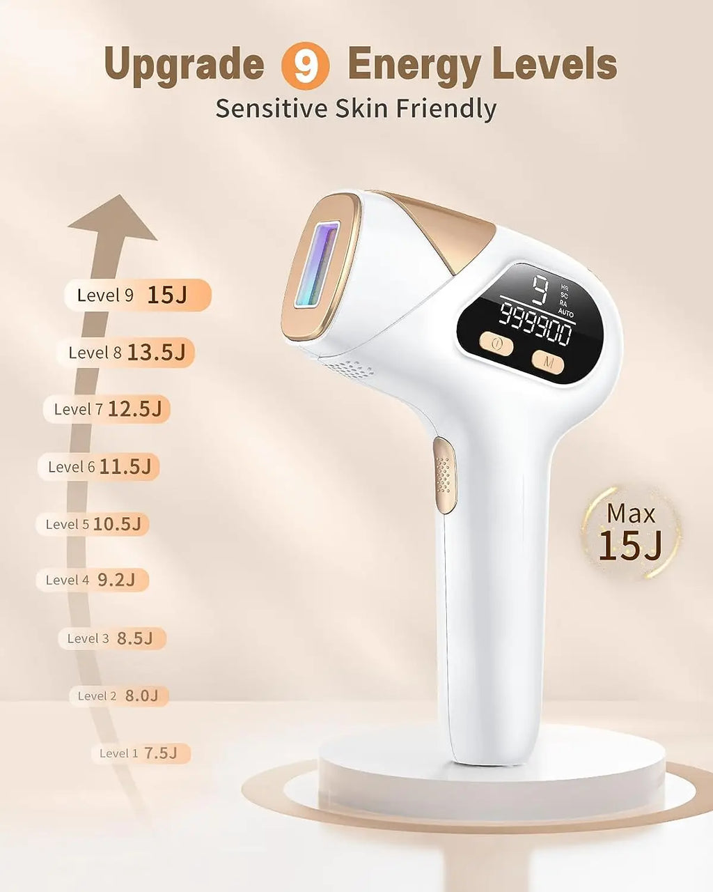 Dispositivo de depilación láser IPL 3 en 1, 999900 Flashes, depiladora permanente de 9 niveles, tratamiento para todo el cuerpo, uso doméstico para hombres y mujeres