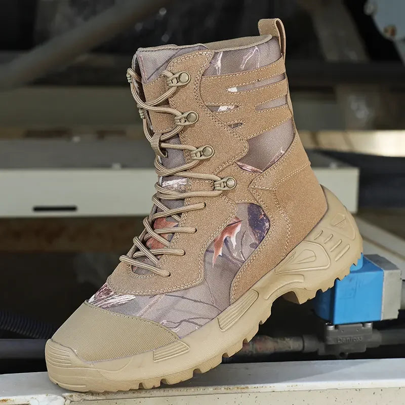 Botas tácticas de senderismo para hombre, caña alta, antideslizantes