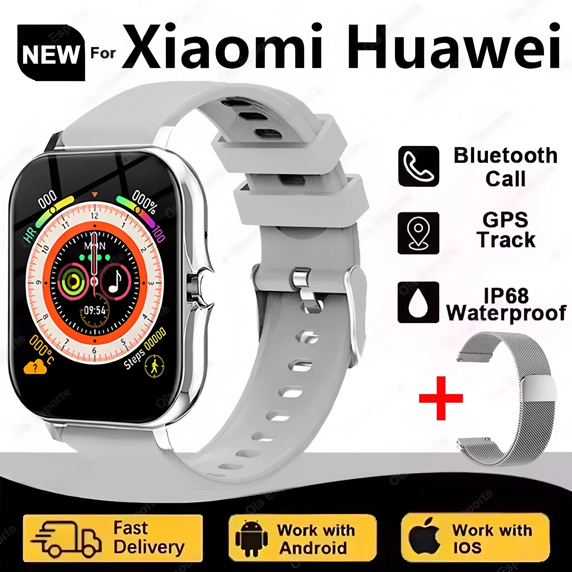 Smartwatch AMOLED 2,02 Pulgadas con NFC, GPS y Monitor de Salud