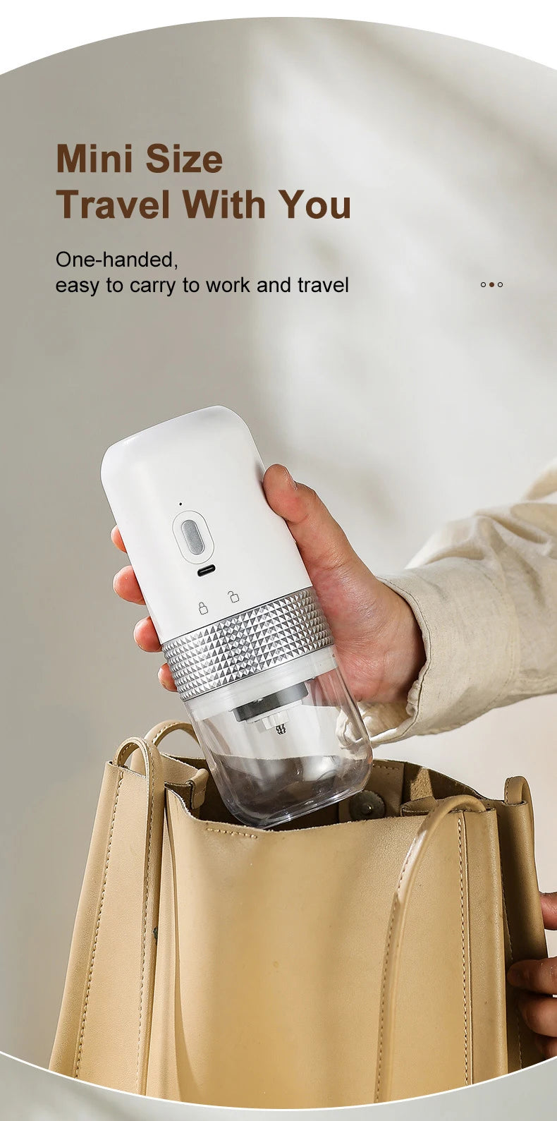Molinillo de café eléctrico inalámbrico USB, molinillo de cerámica profesional con núcleo de molienda, molino de granos de café, accesorios portátiles para cafetera