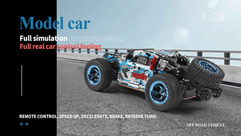 Coche RC 1/28, 4WD, 30 Km/H con Luces LED y Chasis de Metal