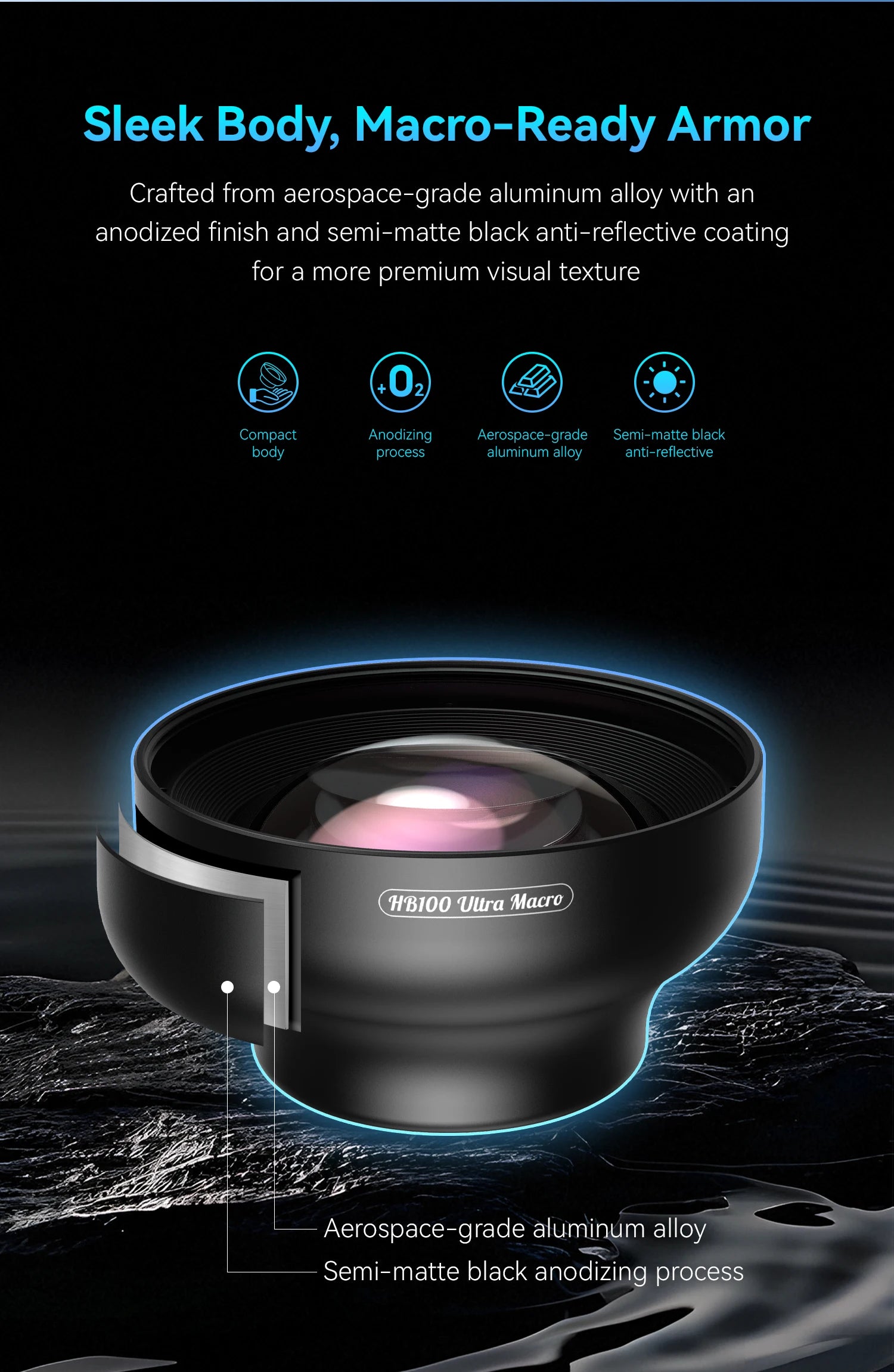 Lente Macro Ultra HD APEXEL 100mm con Luz LED y Filtros para Smartphones