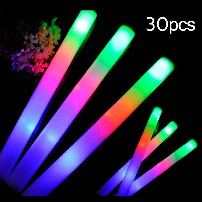 15/30 Uds. Barras luminosas LED a granel coloridas RGB, barra de espuma brillante, tubo de animación, luz oscura para suministros para fiesta de boda, cumpleaños y Navidad