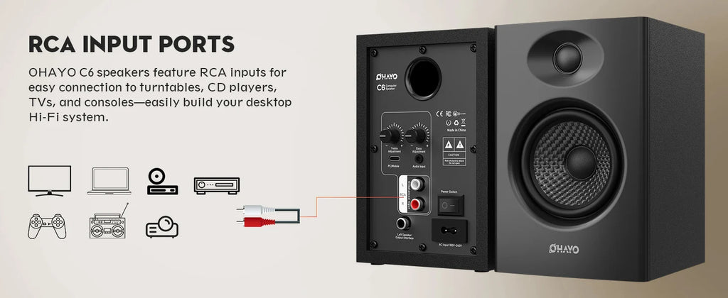 OHAYO Altavoces de Estantería Activos 60W Bluetooth