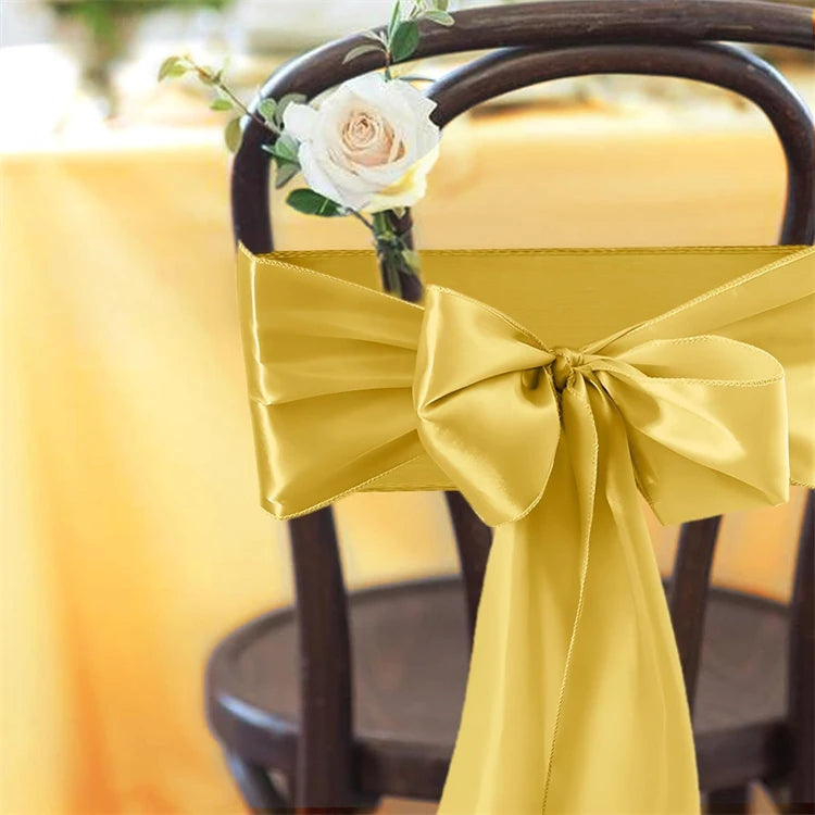 10 Uds. Fajas de satén para sillas, cintas elegantes de calidad superior para sillas, lazos, sillas con lazo, decoración para fiesta de banquete de boda