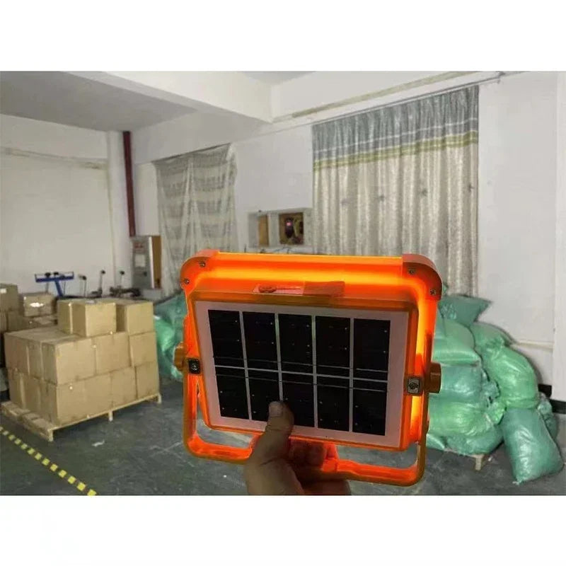 Lámpara de Trabajo Recargable, Reflector LED Solar Portátil con Puerto USB/Magnético/5 Modos de Iluminación, Lámpara de Emergencia para Sitio de Trabajo
