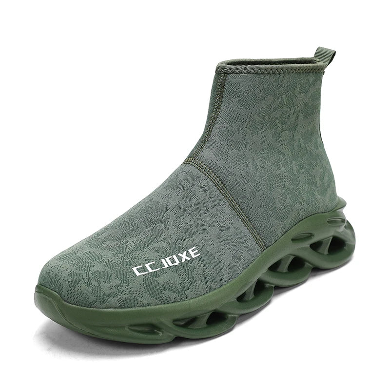 Zapatos informales transpirables para hombre, zapatos tobilleros antideslizantes a la moda para caminar al aire libre, zapatillas de deporte para hombre, zapatillas sin cordones con aumento de altura