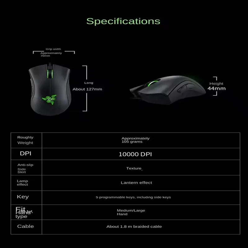 Ratón para juegos con cable Razer Purgatory Viper Edición Estándar 6400DPI, producto de la marca, regalo de cumpleaños o graduación