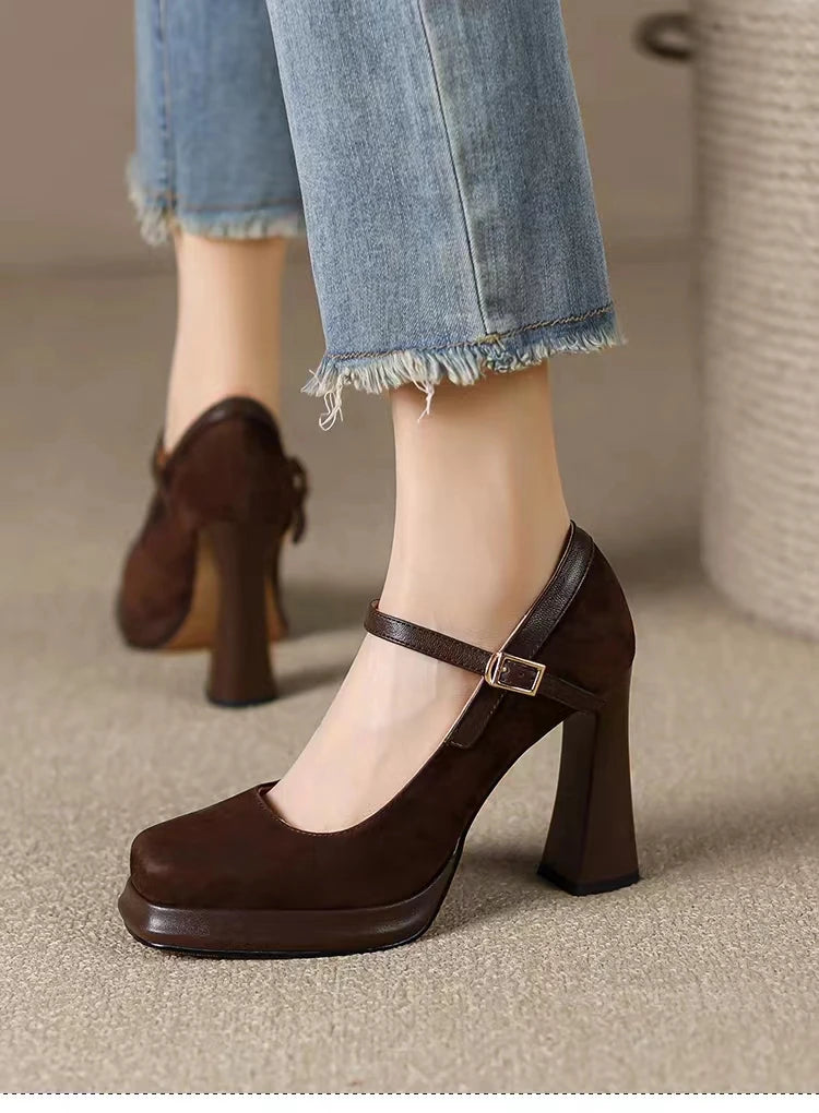 Zapatos de Tacón Alto con Plataforma para Mujer - Gamuza