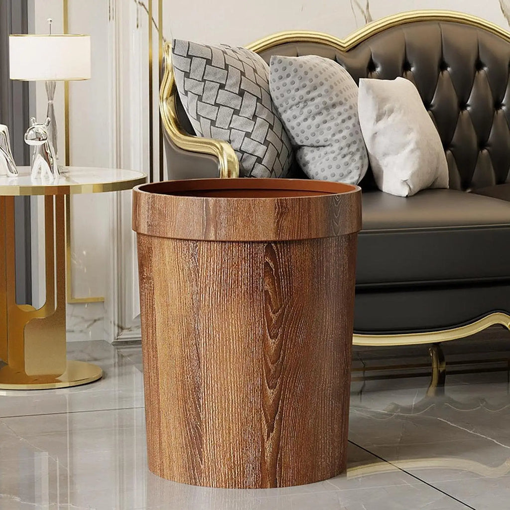 Bote de basura de grano de madera de imitación, contenedor de basura creativo para alimentos, basura para sala de estar, dormitorio, baño, cocina
