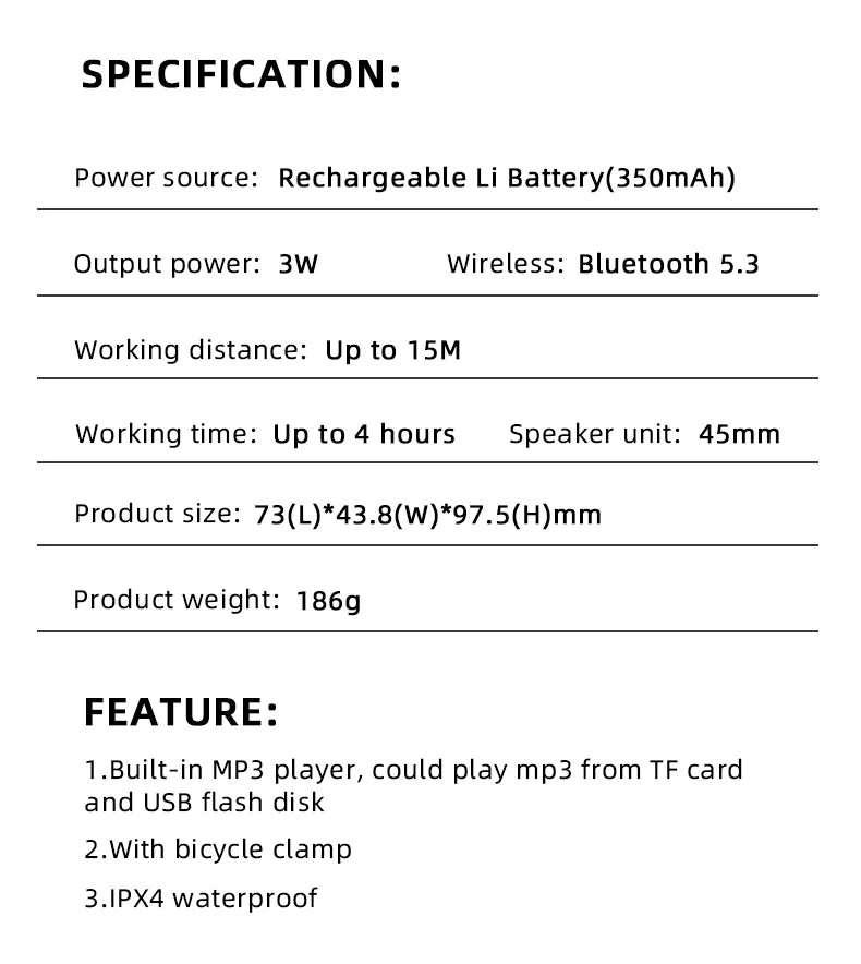 Altavoz Bluetooth inalámbrico para bicicleta, Mini Subwoofer portátil resistente al agua, Caja De Som, caja De sonido, música, Bocina, Coluna Blootooth