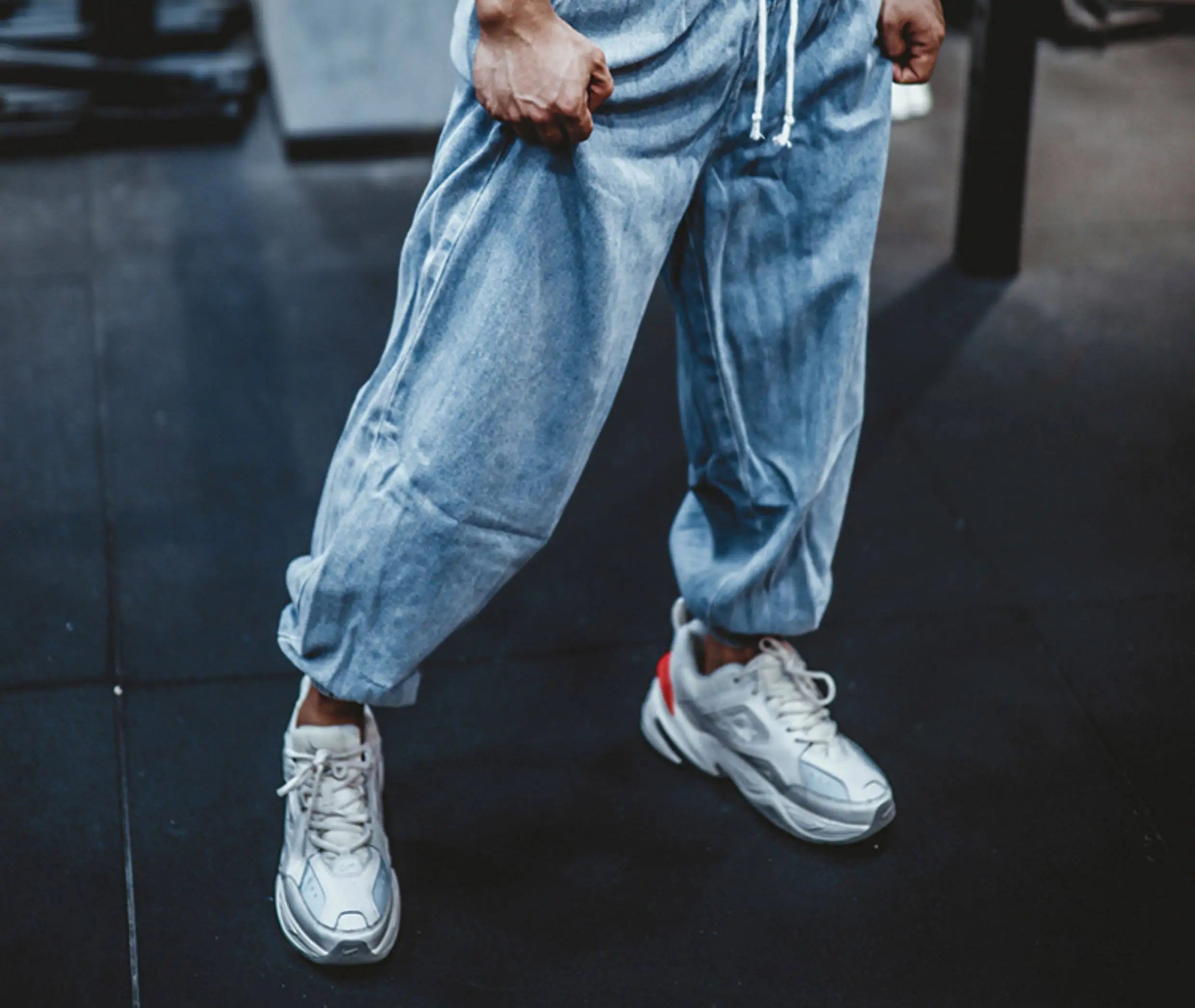 Pantalones Vaqueros Jogger Holgados para Hombre, Negro y Azul, Talla Grande