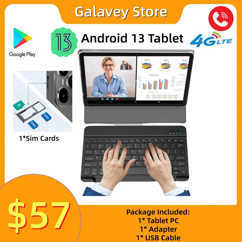 Gran oferta P70 tipo C 10,1 "4G llamada telefónica Android 13 tableta 3GB + 32GB MT6570 8 núcleos GSM 1280x800 IPS