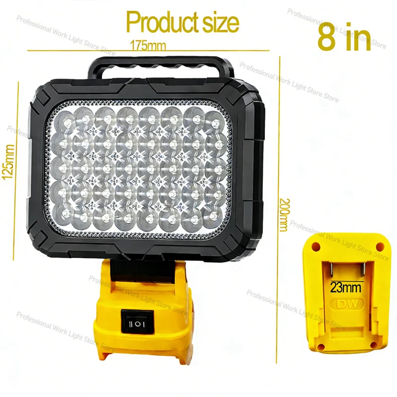 Lámpara de Trabajo LED 60W para Batería DeWalt 20V con carga USB