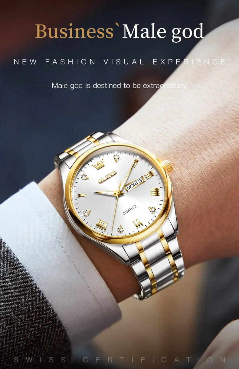 Reloj de Cuarzo OLEVS para Hombre Acero Inoxidable Luminoso