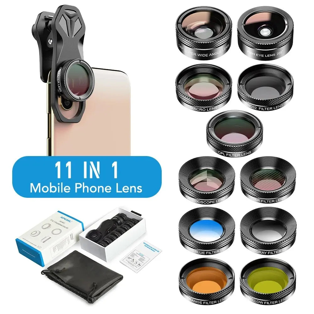 Kit de Lentes para Cámara de Teléfono APEXEL 11 en 1