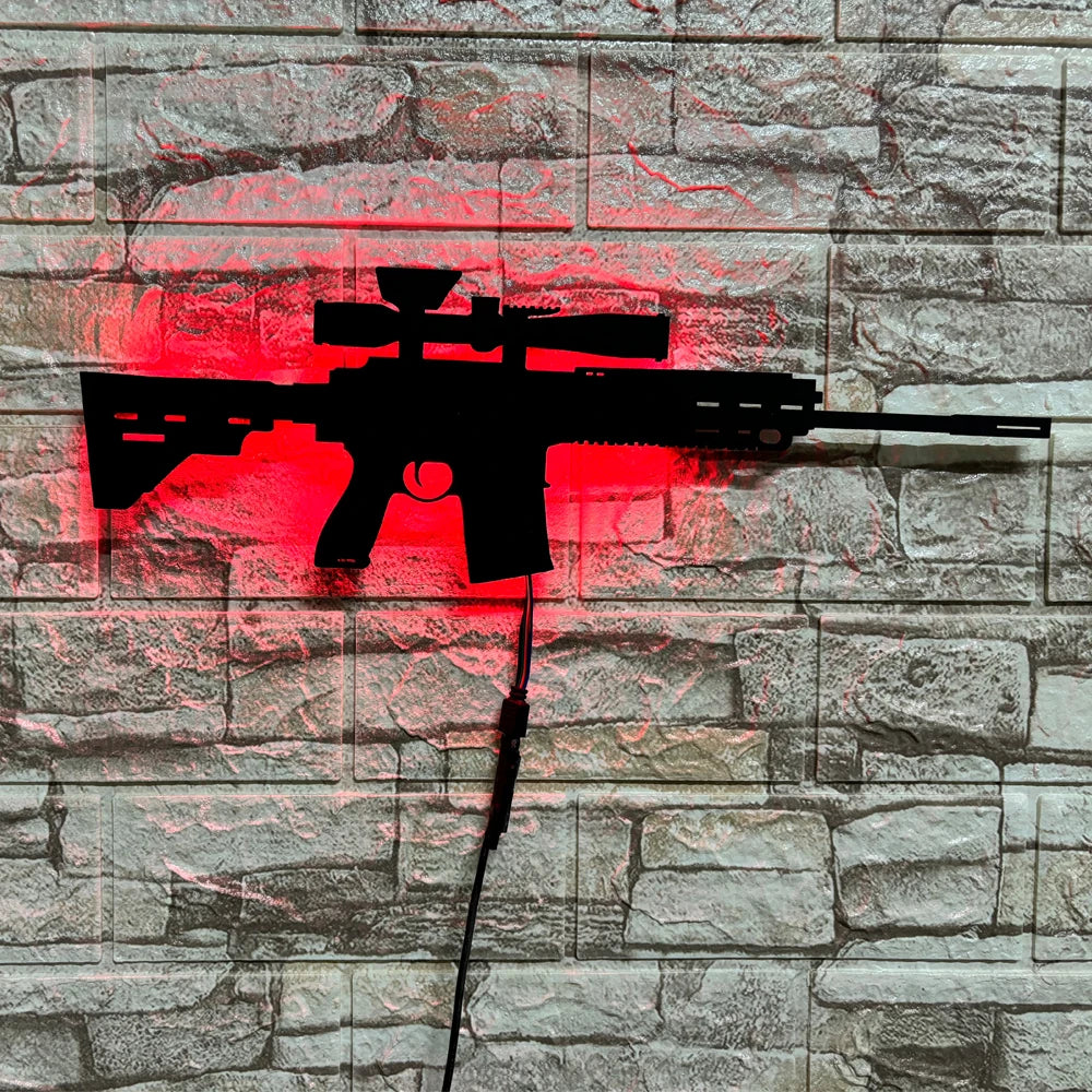 Lámpara de Pared LED 3D Pistola Luz Nocturna USB