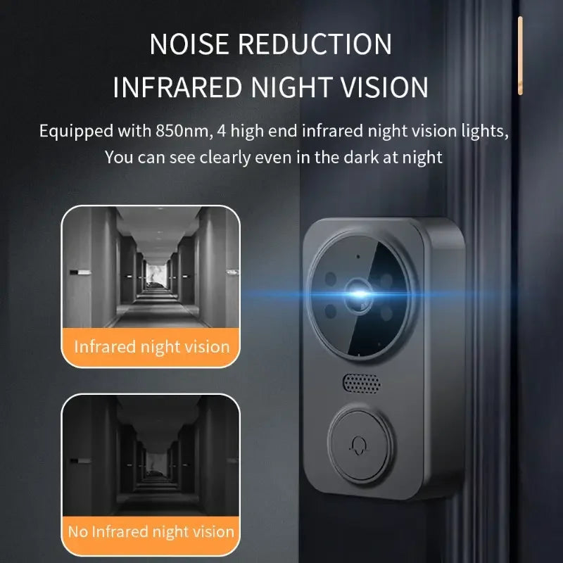 Timbre con cámara 1080P inalámbrico, visión nocturna y audio bidireccional