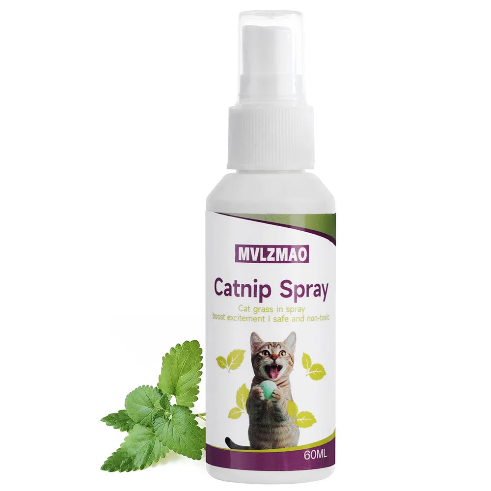 Spray de hierba gatera para gatos, spray para rascar gatos para aumentar el juego, calma el estrés y rinovar juguetes, spray de comportamiento transparente para gatos y gatitos, 60 ml