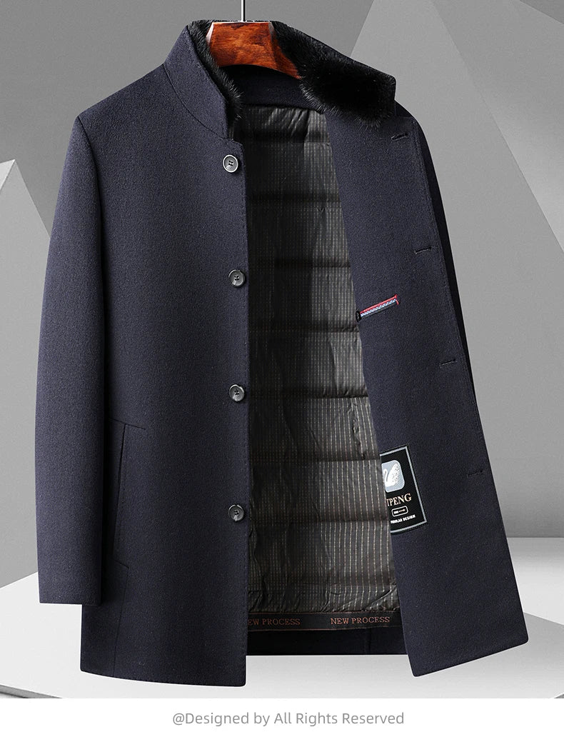 Abrigo de Lana con Plumón Desmontable para Hombre – Otoño/Invierno