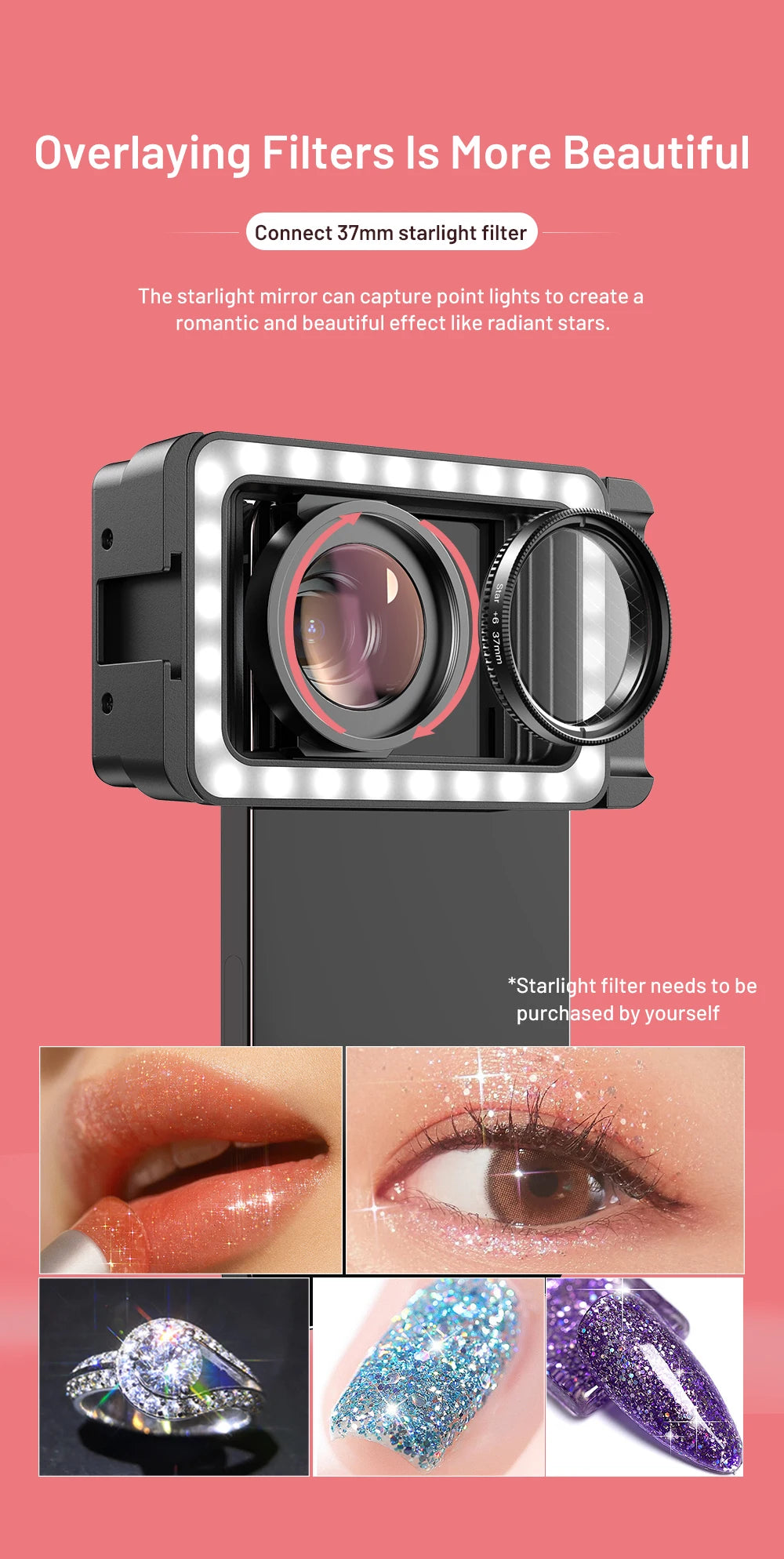 Lente Macro 15X APEXEL con Luz LED para iPhone y Samsung