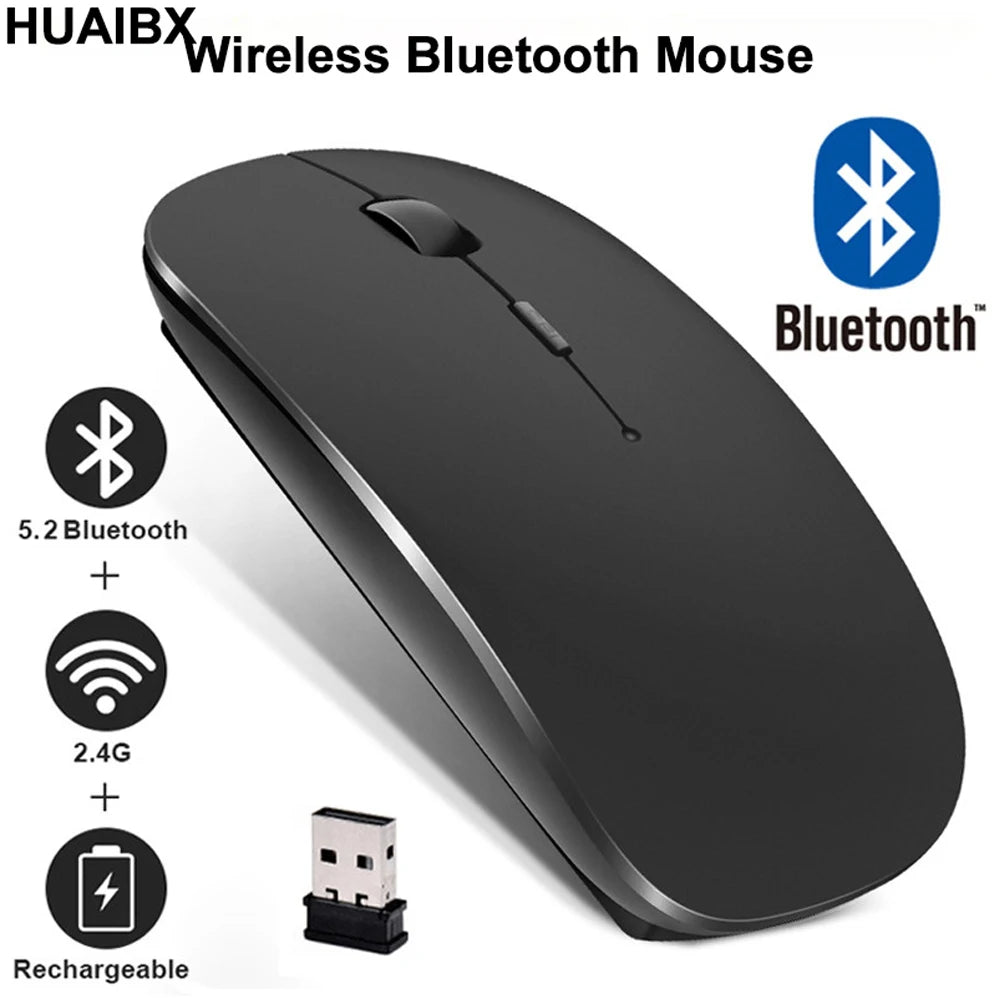 Ratón inalámbrico Bluetooth 2,4 GHz modos duales RGB recargable silencioso ratón inalámbrico delgado Compatible con PC iPad portátil PC ordenador