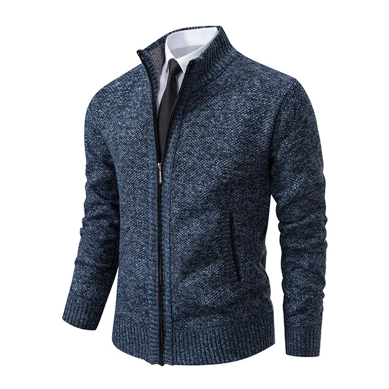Buzo Cárdigan con Cremallera para Hombre – Cuello Alto y Forro Polar