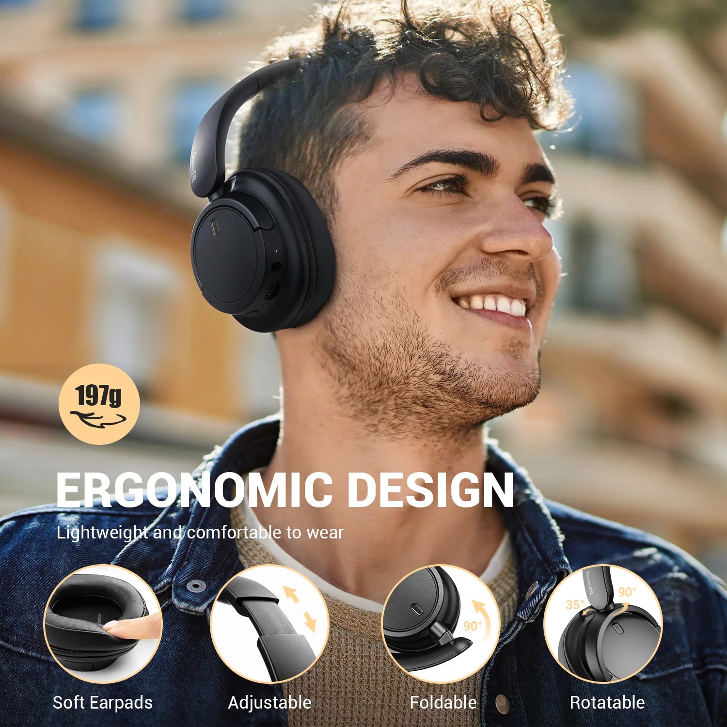 Oneodio Auriculares Bluetooth 5.3 Plegables 90H