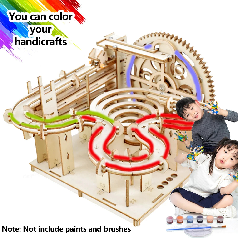 Chriyungel - Juego de Construcción de Madera 3D con Pistas de Canicas, Rompecabezas, Juego de Ingenio con Pistas de Canicas Rodantes, Regalo para Adultos y Adolescentes