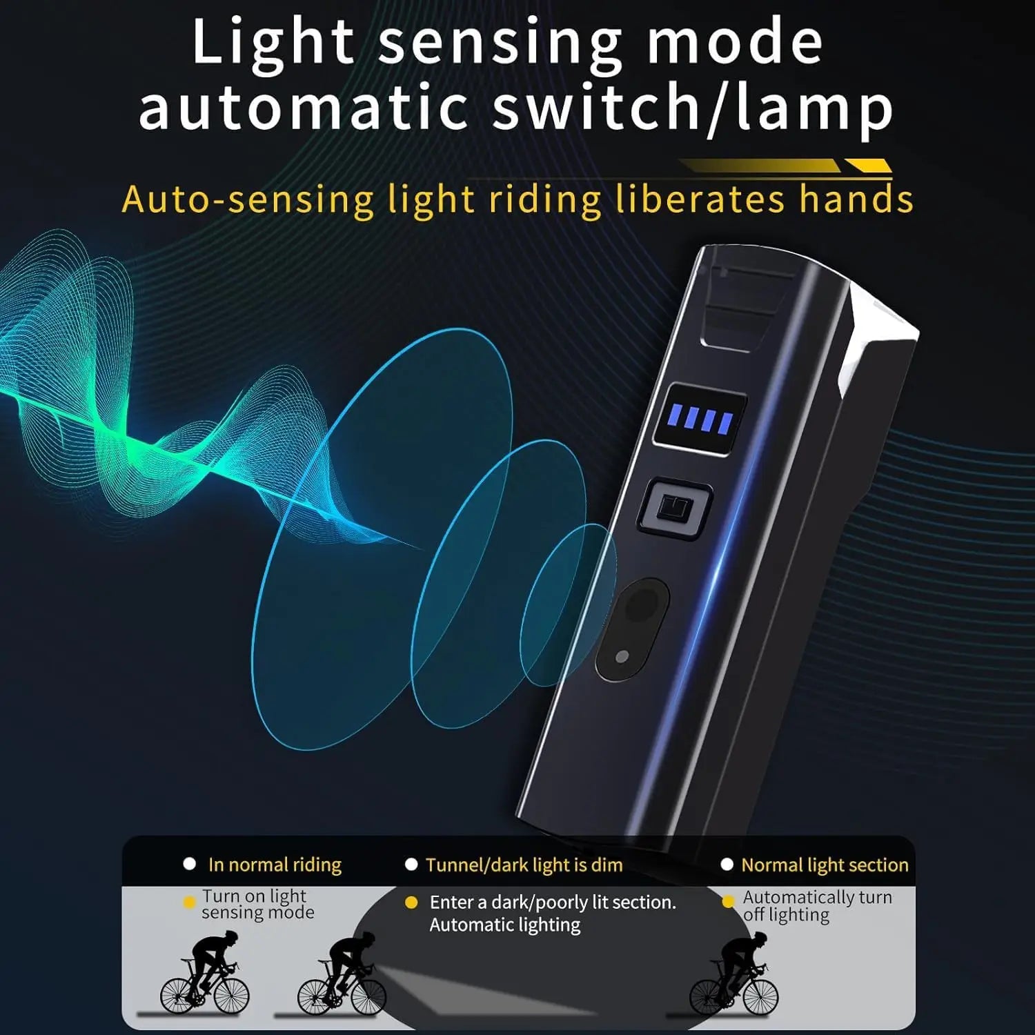 Luz Delantera para Bicicleta MTB Recargable USB-C con 5 Modos de Iluminación
